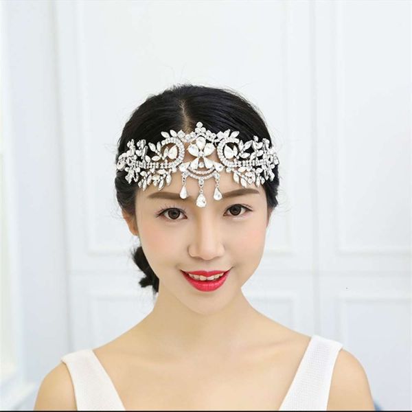 

water drop crystal headdress headband bridal ornament, Silver