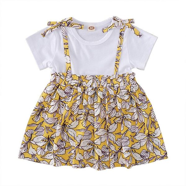 

girl's dresses summer toddler baby girl dress floral print cake for kids, Red;yellow