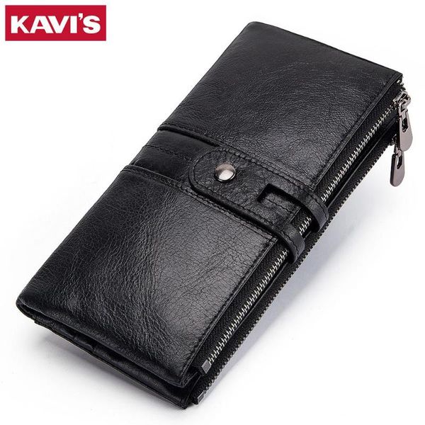

wallets kavis 100% genuine leather women wallet female coin purse hasp portomonee clutch money bag lady handy card holder long for girl, Red;black
