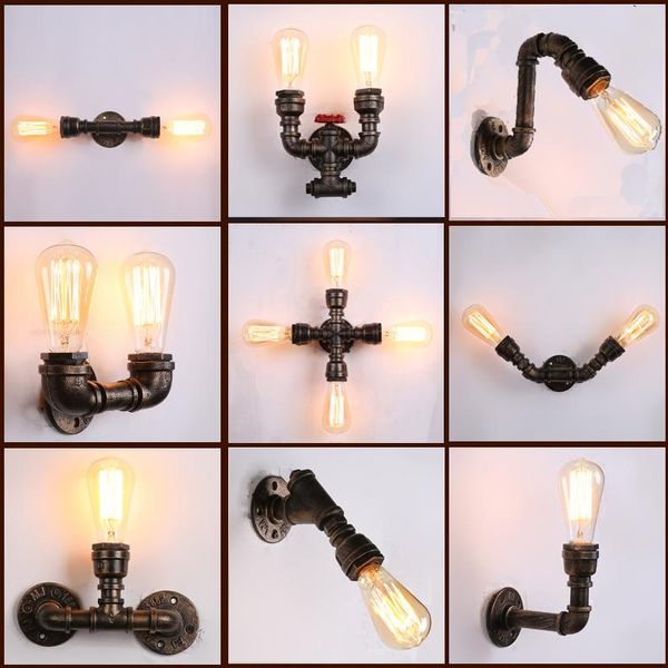 

wall lamp bar retro industrial loft personality american contracted sitting room adornment bedroom lamp, wrought iron pipe