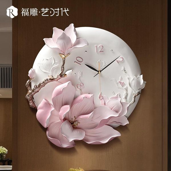 

wall clocks hand-painted clock flower decoration modern light luxury watch