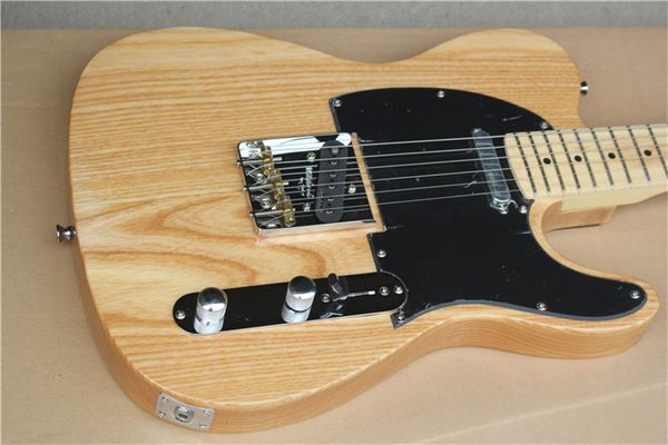 

natural glossy finish ash wood tele guitar ebony fingerboard black pickguard