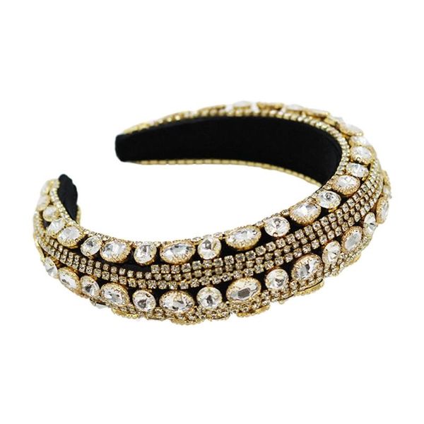 

hair clips & barrettes baroque tiaras handmade wide headband luxurious color crystal rhinestones hoop female girls headwear accessories c1fe, Golden;silver