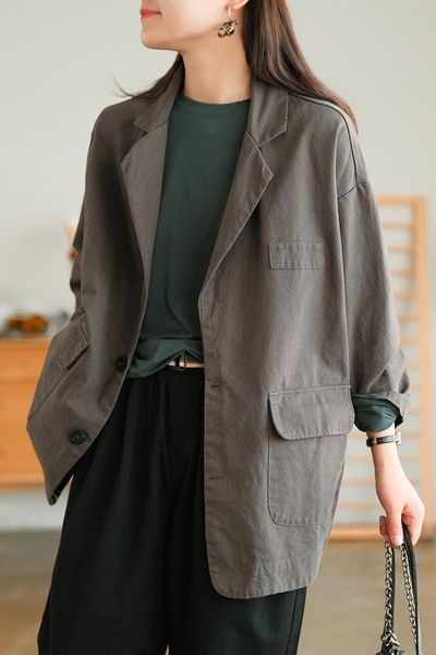 

women's suits & blazers women autumn spring office lady style 21 solid color pockets single-breasted female cotton fashion, White;black