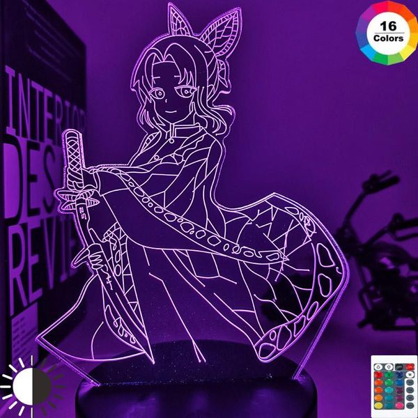 

night lights 3d lamp anime demon slayer kocho kanae light manga kimetsu no yaiba kids xmas birthday gift for bedroom decor