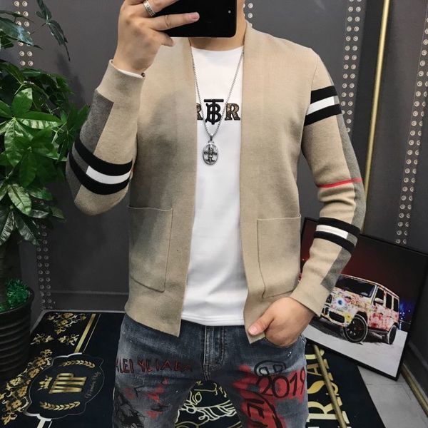 

men's jackets suÃ©ter slim com listras jaquetas, outono e inverno , cardigÃ£ casual de tamanho grande z66u, Black;brown