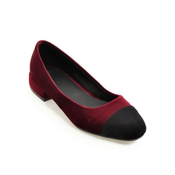 

dress shoes big size square head color matching summer flat ladies women woman, Black