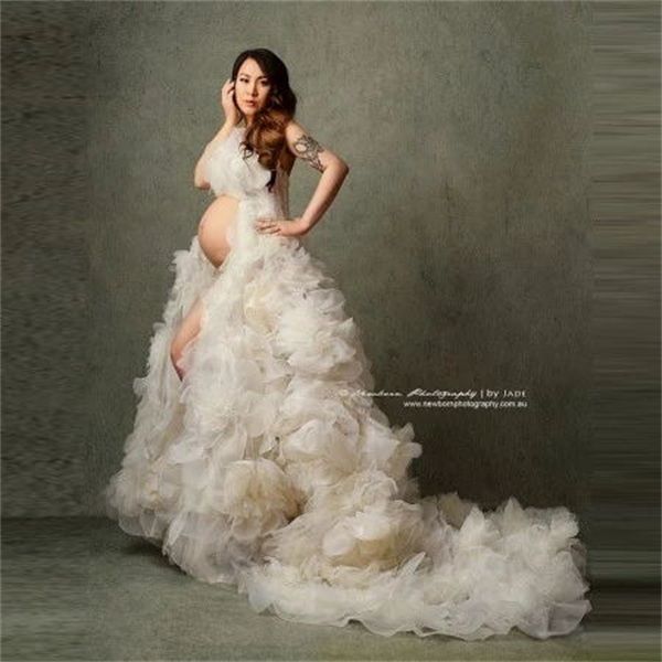 

demure white kimono women dresses robe for pshoot extra puffy sleeves prom gowns african cape cloak maternity dress pgraphy, Black