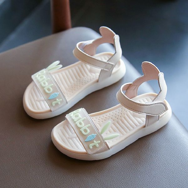 

new children elegant princess shoes sandals toddler infant kids baby girls cute rabbit soft flats shoes summer beach sandals, Black;red