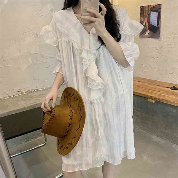 

casual dresses 2021 femme ruffles v-neck summer sweet gentle slim prom all match party chic mini o59o, Black;gray