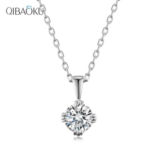 

6mm ef round moissanite necklace 18k white gold plated diamond test passed 925 silver jewelry fine gift chains