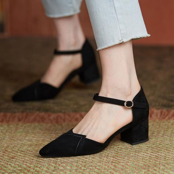 

dress shoes summer faux suede leather woman cross band sandals med-high heels beach flipflops ladies gladiator sandalias, Black