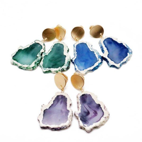 

clip-on & screw back green blue purple resin sweet clip earring, Silver