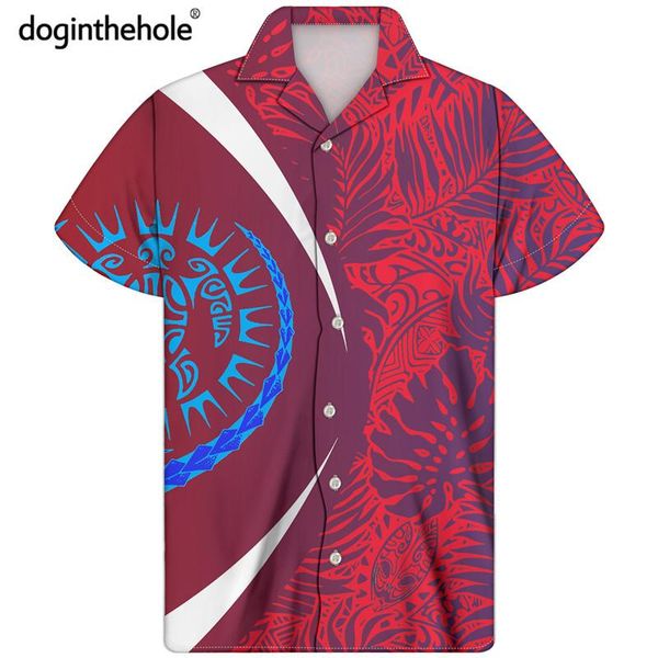 

men's casual shirts doginthehole dark red short sleeve hawaii tropical leaves printing summer beach vacation clothing, White;black