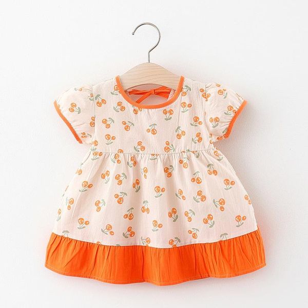 

summer printed dress for girls girl's dresses, Red;yellow