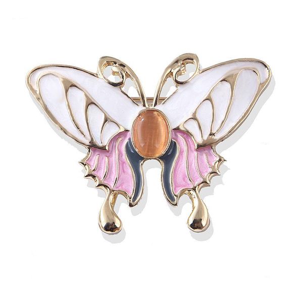 

yellow opal butterfly insect shape drop oil resin brooches for women girl corsage jewelry gifts charm accessories, Gray