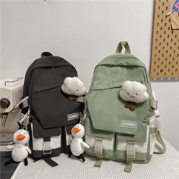 

summer fashion women's backpack nylon school bags with many pockets large-capacity waterproof