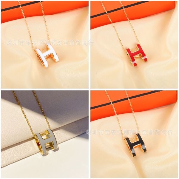

design jewelry high s925 sterling silver letter enamel necklace female ins drop rubber pendant korean version simple light luxury clavicle c