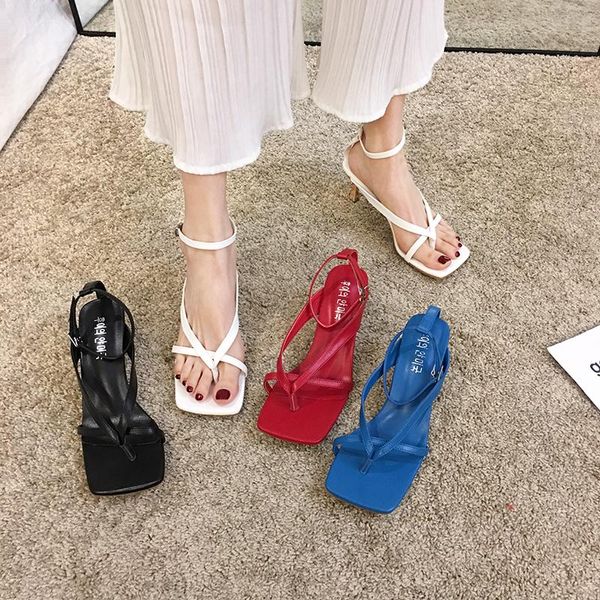 

women's shoes sandals 2021 summer clip toe fine heels high, Black