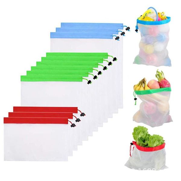 

reusable mesh produce bags washable eco friendly for grocery shopping storage fruit vegetable toys sundries bag recycle