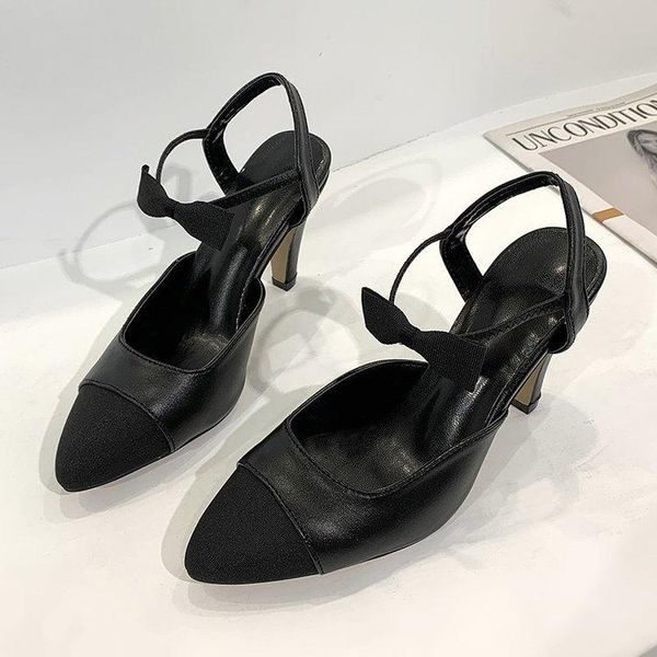 

sandals leather women's shoeshigh heels women basic summer fashion 2021, Black