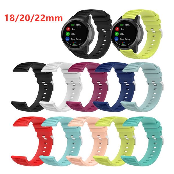 18mm 20mm 22mm alça de silicone para Samsung Galaxy Watch3 45mm engrenagem S3 Active2 40 / 44mm Sports Watchband para Huawei Relógio GT 42 / 46mm Huami Amazfit Bip Pulseira Pulseira