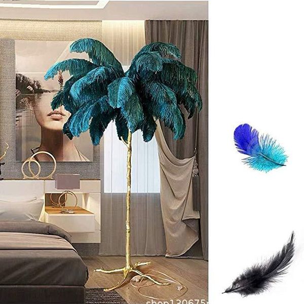 

modern led floor lamp ostrich feather light postmodern copper living room el removable body lamps
