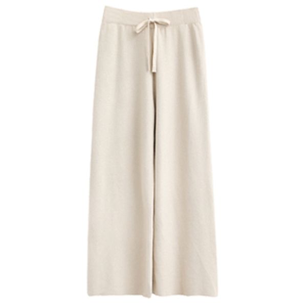 

women beige black grey khaki knitted high waist casual loose pants straight wide leg fall winter p0011 210514, Black;white