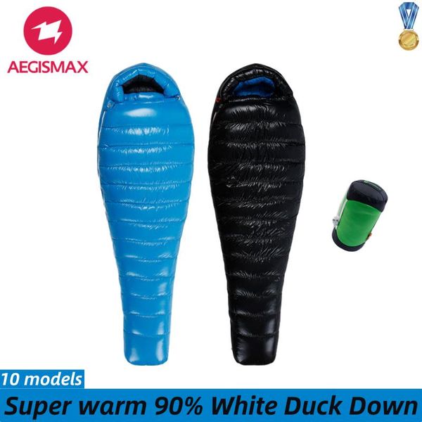 

sleeping bags aegismax 4-season bag duck down 90% filled 20d nylon material waterproof ultralight splicable mummy seeping