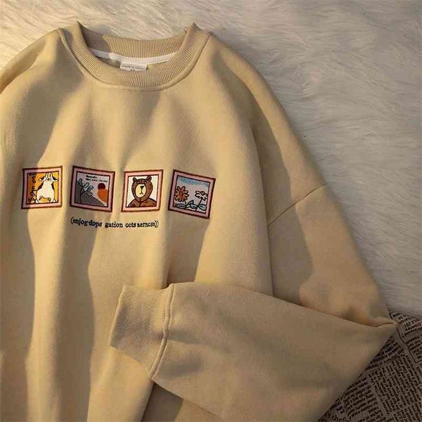 

autumn woman's hoodies oversize female loose bear cotton solid warm women sweatshirts couple fashion plus size 210728, Black
