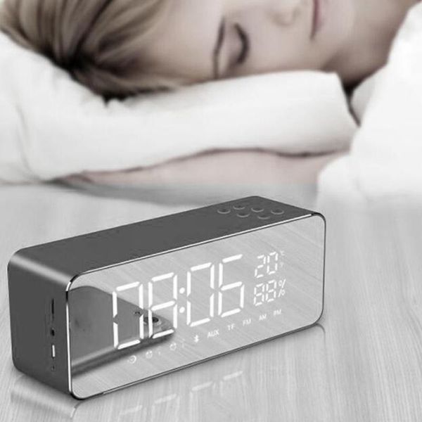 

s1 wireless bluetooth speaker heavy bass speakers music player support led time display clock alarm tf speaker