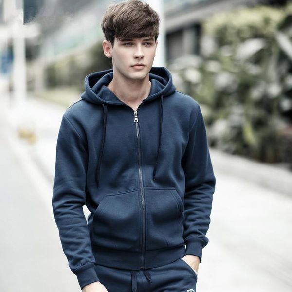 

men's hoodies & sweatshirts mrmt 2021 brand slim fit hooded cardigan for male solid color youth coat hoodie sweatshirt, Black