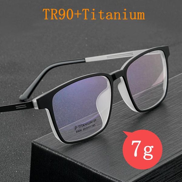 

fashion sunglasses frames pure titanium spectacle frame men ultralight large tr90 myopia optical prescription 8906, Black