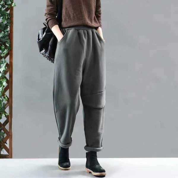 

women's jumpsuits & rompers autumn winter korea fashion women elastic waist thicken cotton loose pants all-matched casual harem plus si, Black;white