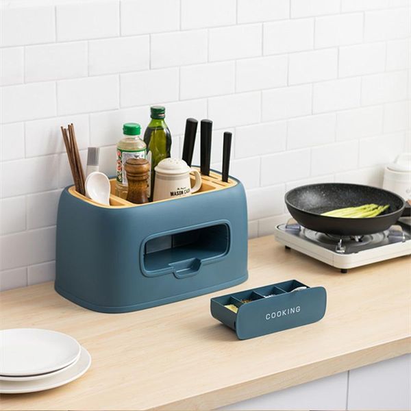 

hooks & rails seasoning box home pot bottle shelf set knife holder household kitchenware storage
