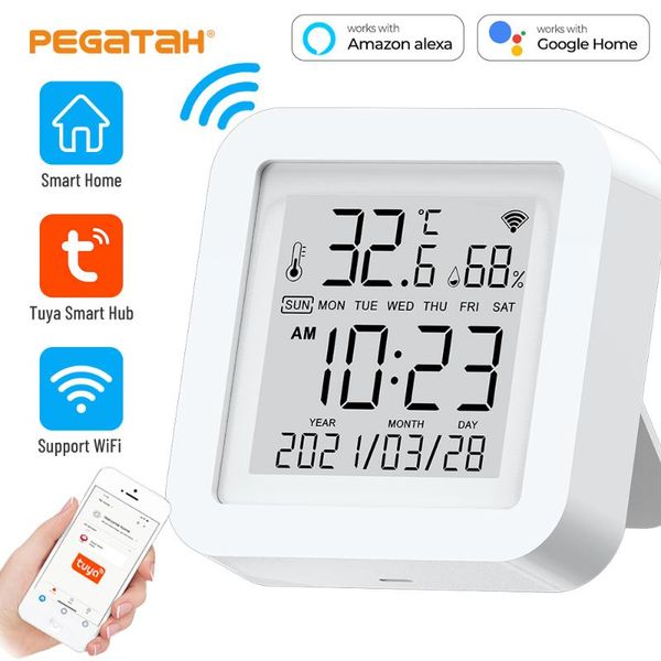 

smart home control tuya wifi temperature and humidity sensor indoor hygrometer with lcd display mini sensors