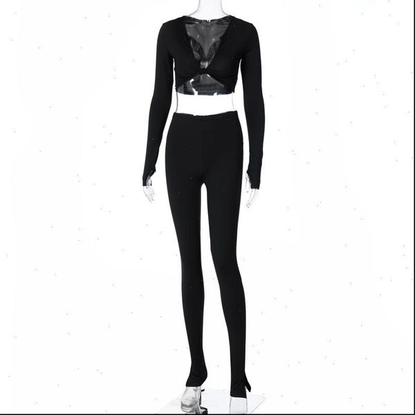 

womens tracksuits sporty casual solid fitness women two piece sets long sleeve v neck workout wrapped tracksuit crop and, Gray