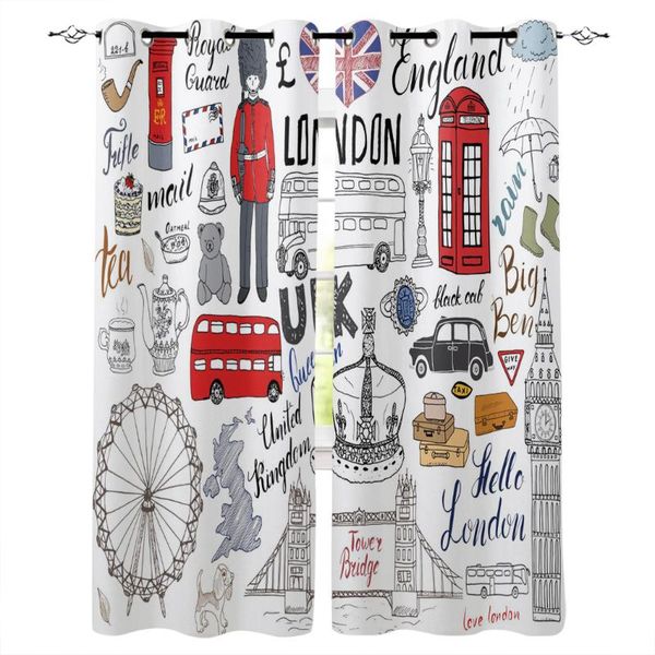 

curtain & drapes british london culture cartoon doodle window treatments curtains valance outdoor kitchen bedroom fabric treatment