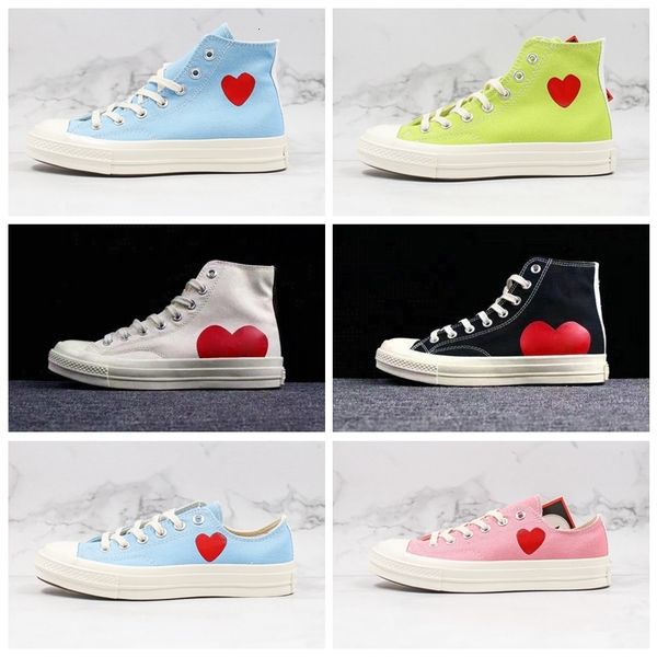 

play chuck 1970s shoes highlighted spring colors pink green blue womens men canvas jointly big eyes high low sneakers