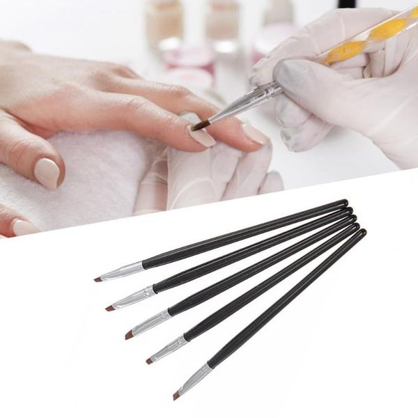 

nail brushes 5pc art tool set acrylic uv gel salon pen flat brush kit dotting for decorations beauty tools polish, Yellow