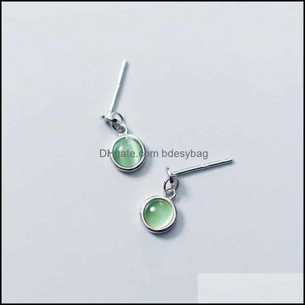 

stud jewelrystud s925 sterling sier color korean fashion green synthetic opal round earrings for women lady daughter jewelry drop delivery 2, Golden;silver