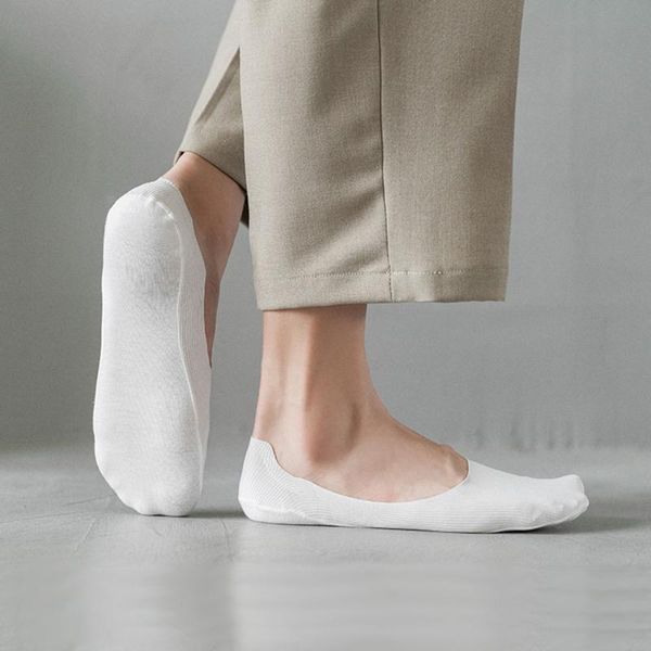 

men's socks spring summer nylon male ice silk non-slip stamping invisible no trace casual, Black