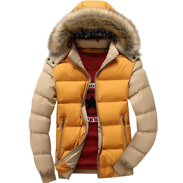 

national men down jacket winter detachable hat casual thickened doudoune homme men's handsome youth hooded coat, Black