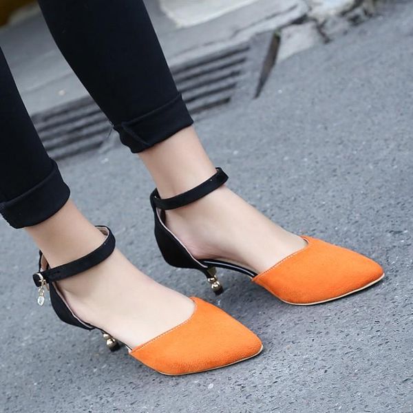 

dress shoes big size11 12 13 14 15 16 17high heels sandals women woman summer ladies pinpoint fine-heeled pin-and-colour fastener pack, Black