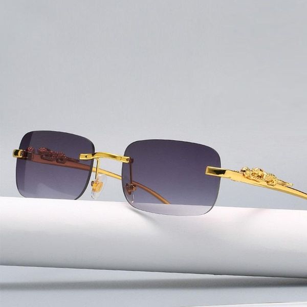 

sunglasses modern trend small rimless women men golden leopard art design glasses ins shades sun, White;black