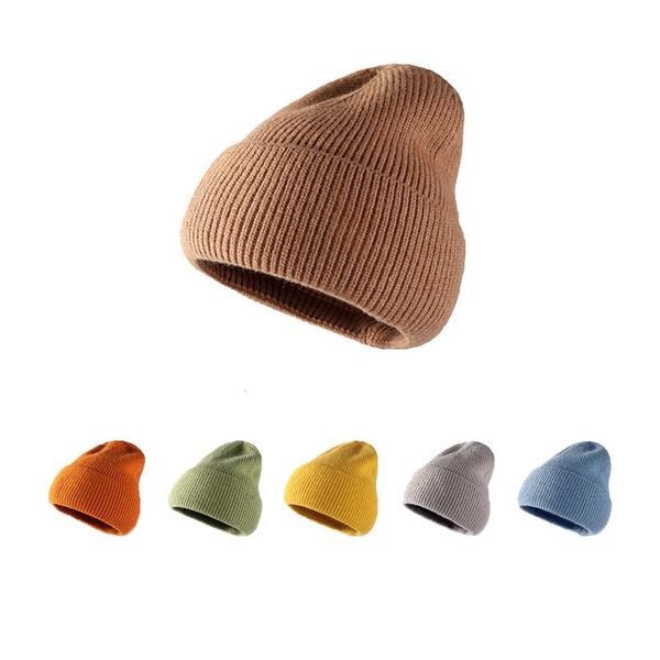 

beanies solid color knitted hat women winter warm soft cap elastic beanie autumn leisure outdoor ski skull black red