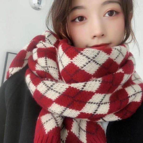 

scarves women plaid retro soft korean style trendy ins warm casual winter all-match temperament female student, Blue;gray