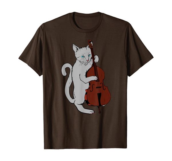 

jazz cat playing upright bass shirt cool musician, White;black
