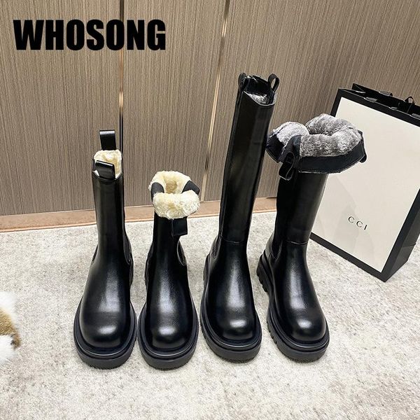 

boots 2021 woman military girls brand shoes women warm platform flats ladies real leather ankle female motorcycle, Black