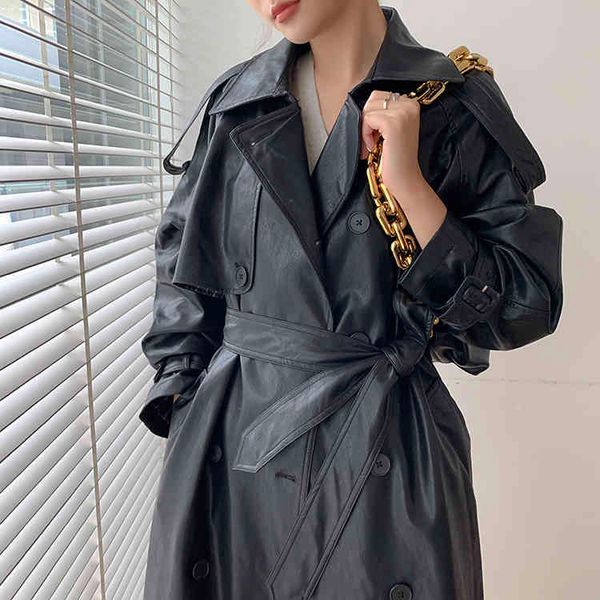 

female plutonium black autumn brown leather false stripes mrs. coat jacket